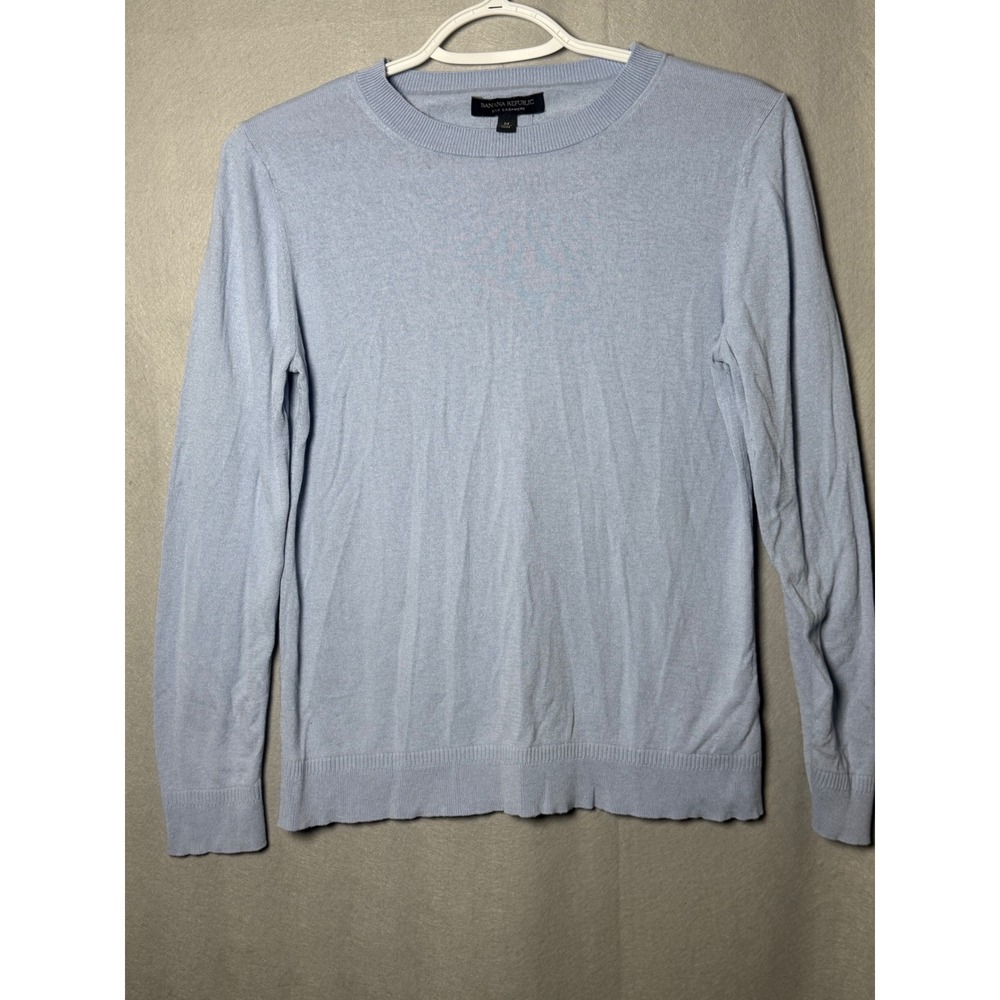 Banana Republic Silk Cashmere Crewneck Sweater Light Blue Womens Medium 0146